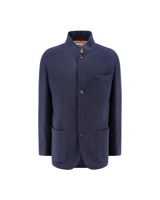 Brunello Cucinelli Blaue cashmere-jacke mit knopfverschluss in Blue für Herren