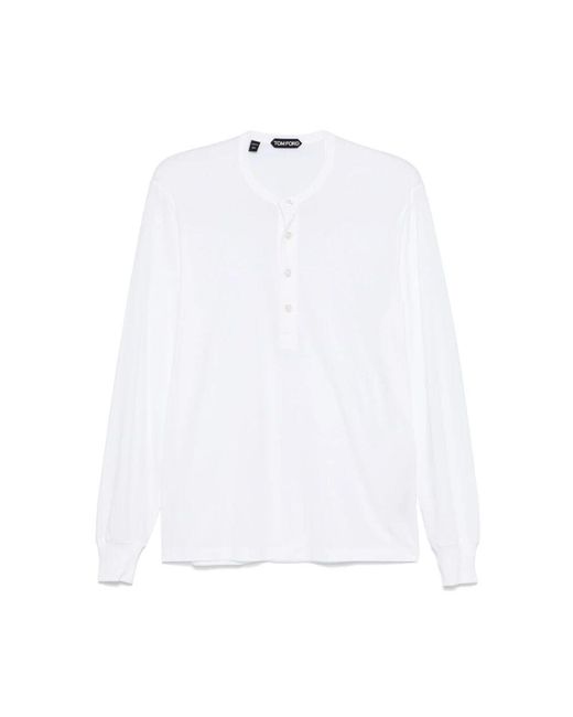Tom Ford Weiße geknöpfte strickjacke mit melange-effekt in White für Herren