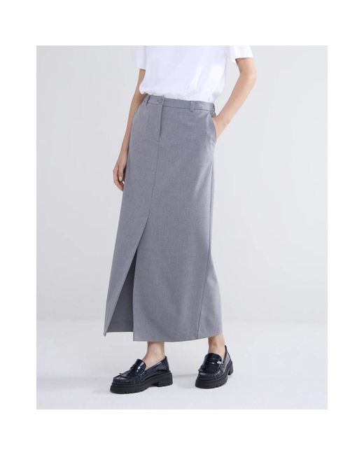 Summum Rokken ,Grijs ,Viscose Blend Stretch Rok Grijs in het Gray