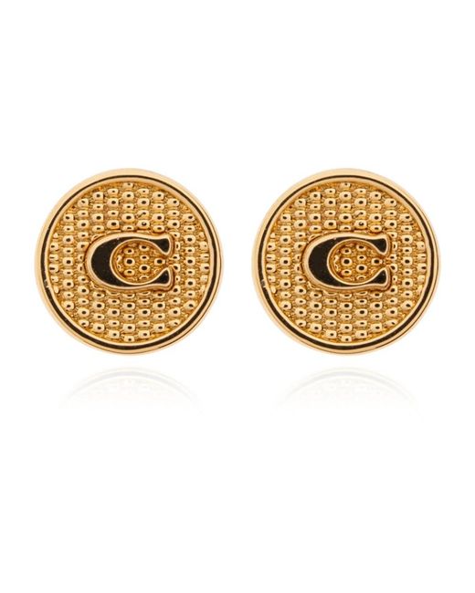 COACH Metallic Logo Ohrringe