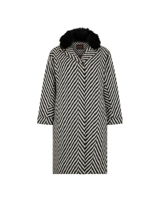 Moorer Elegante Zigzag Jas Met Bont in het Black