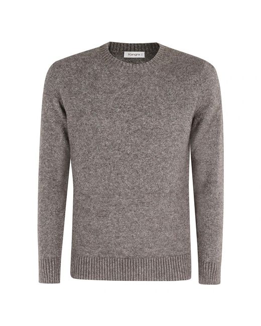 Kangra Gray Round-Neck Knitwear for men
