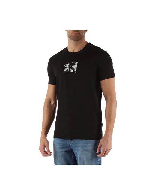 Calvin Klein Baumwoll-t-shirt mit frontlogo-druck in Black für Herren