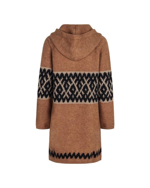 Max Mara Truien & Vesten ,Bruin ,Wol Hooded Maxi Vest in het Brown
