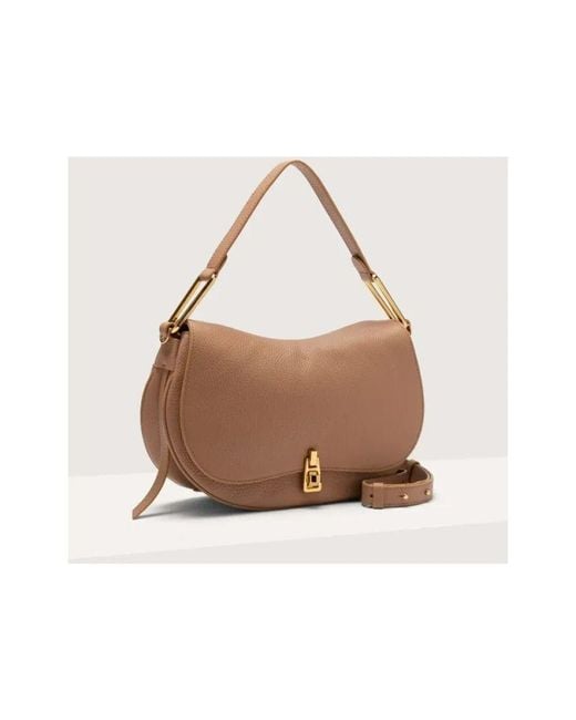 Coccinelle Brown Braune Lederhandtasche Mit Twist Lock