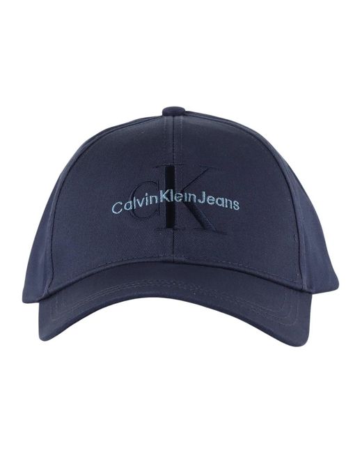 Cappello in cotone con ricamo logo di Calvin Klein in Blue da Uomo