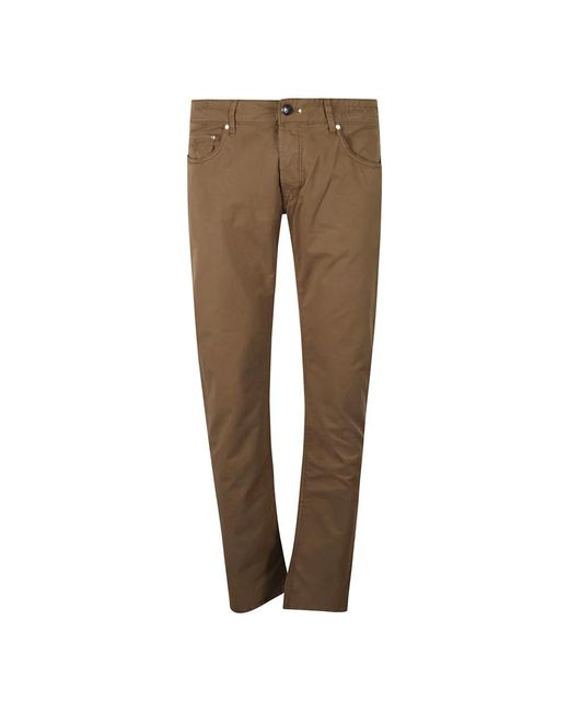 Hand Picked Slim-fit trousers in Brown für Herren