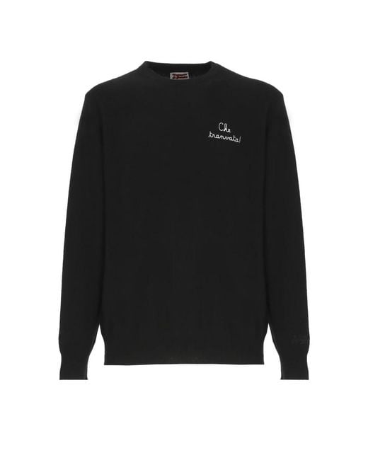 Mc2 Saint Barth Black Round-Neck Knitwear for men