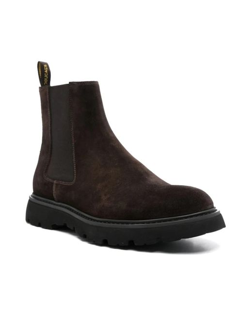 Doucal's Braune Leder-Chelsea-Boots in Black für Herren