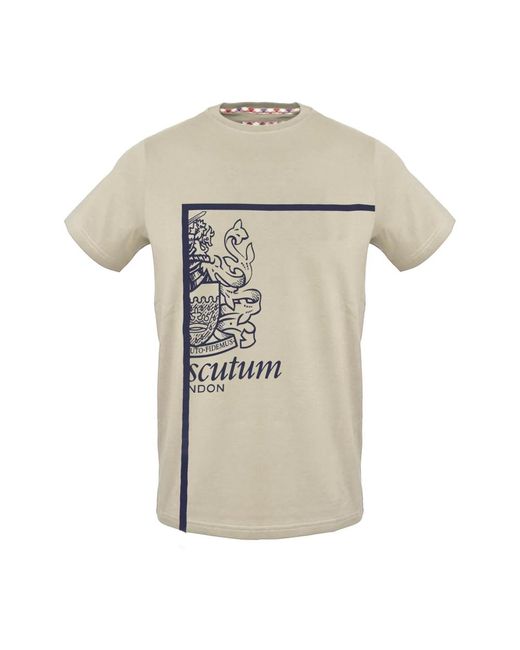 T-shirt in cotone con dettaglio logo di Aquascutum in Natural da Uomo