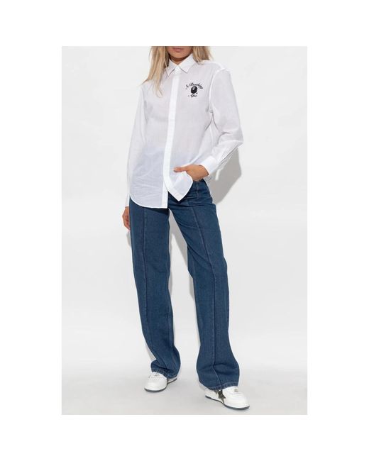 A Bathing Ape Overhemden ,Wit ,Katoen Shirt Met Logo in het White