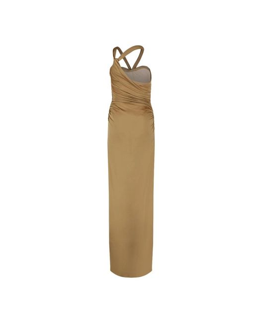 Tom Ford Natural Goldenes Drapiertes Midi-Kleid