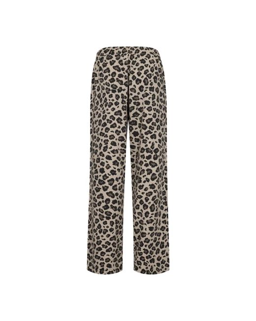 Freequent Luipaardprint Hoge Taille Broek in het Gray