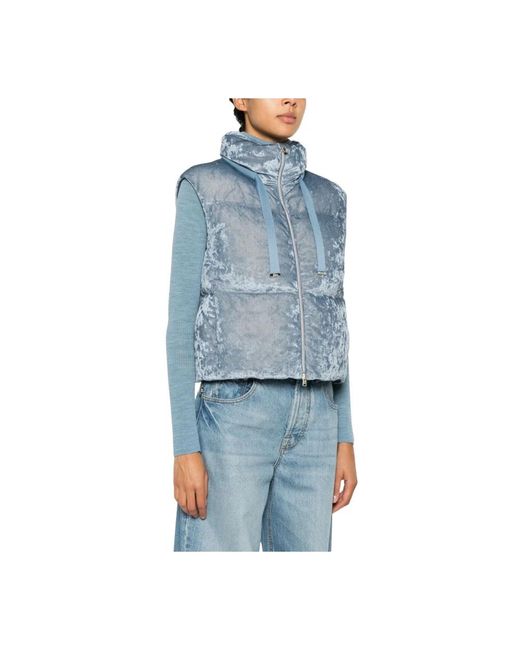 Herno Velvet Quilted Vest in het Blue