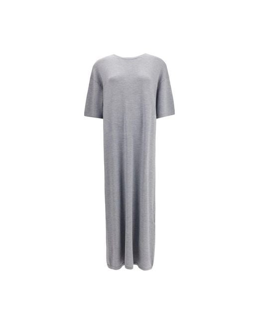 Khaite Gray Merinowolle Flared Kleid