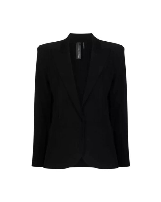 Norma Kamali Jassen ,Zwart ,Leer Zwarte Blazer Met Klittenbandsluiting in het Black