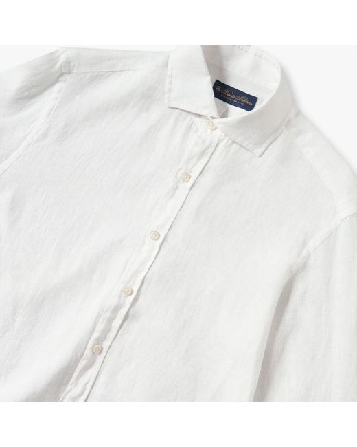 Brooks Brothers Off white blaues leinen freizeithemd,weiße leinen-casual-hemd,sandfarbenes leinen-casual-hemd für Herren