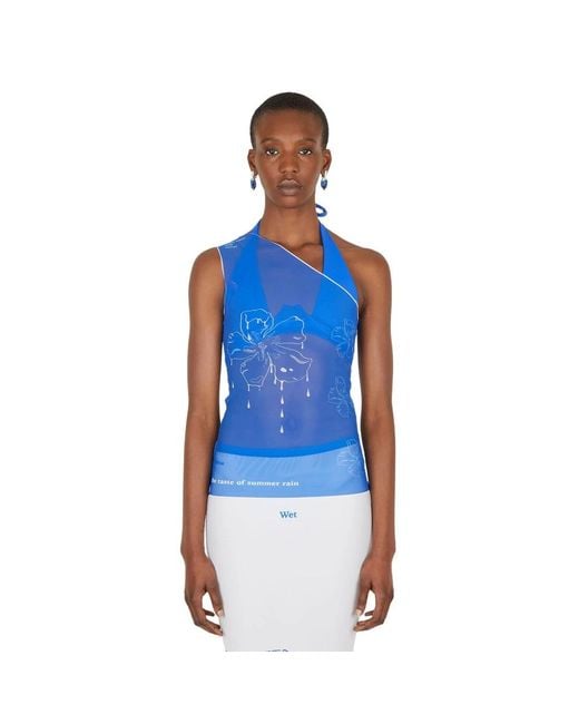 DI PETSA Blue Sleeveless Tops