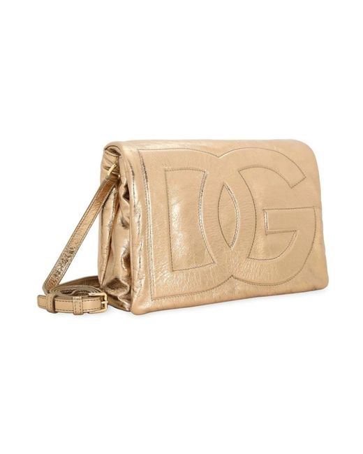 Dolce & Gabbana Metallic Goldene dg logo weiche ledertasche