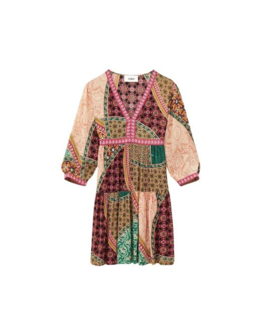 Ba&sh Pink Bunte Flowy Kleid Fingston Stil