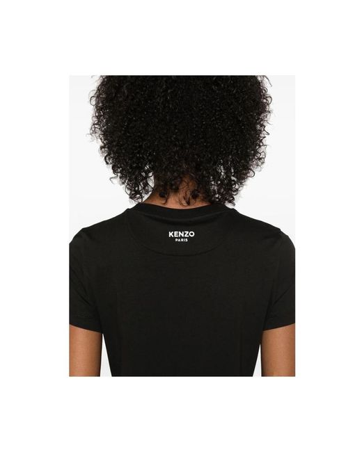 KENZO Tops ,Zwart ,Katoen T-Shirt Met Korte Mouwen En Ronde Hals in het Black