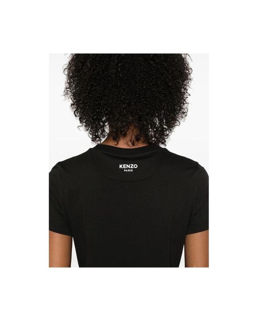 KENZO Tops ,Zwart ,Katoen T-Shirt Met Korte Mouwen En Ronde Hals in het Black