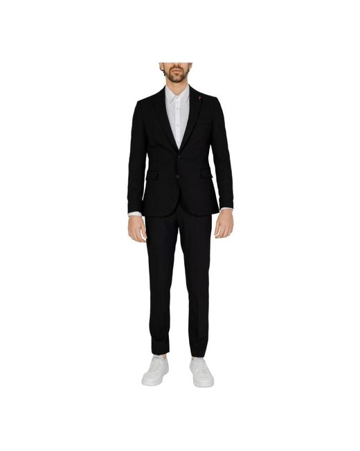 MULISH Black Single Breasted Suits for men