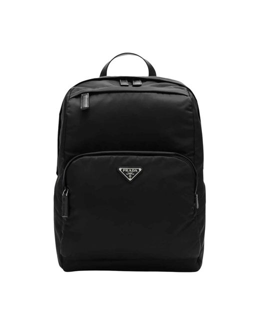Prada Tassen ,Zwart ,Leer Re-Nylon En Saffiano Leer Rugzak in het Black voor heren