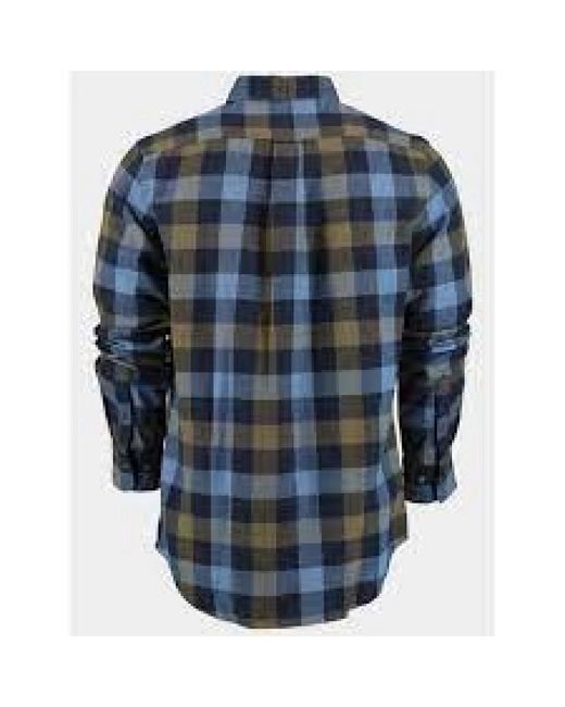 Gant Blue Regular Fit Herringbone Flannel Checked Shirt for men