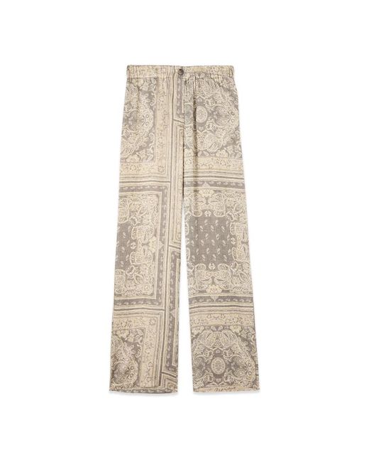 Oltre Broeken ,Polyester Patterned Satin Palazzo Pants in het Natural