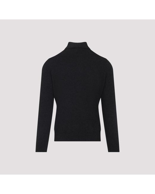 Brunello Cucinelli Graues Kaschmir Langarm-Polo in Black für Herren