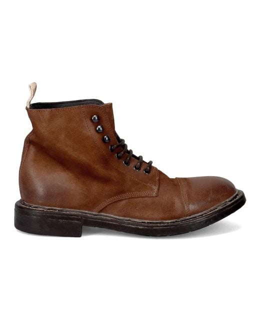 Moma Braune leder schnür-stiefelette in Brown für Herren