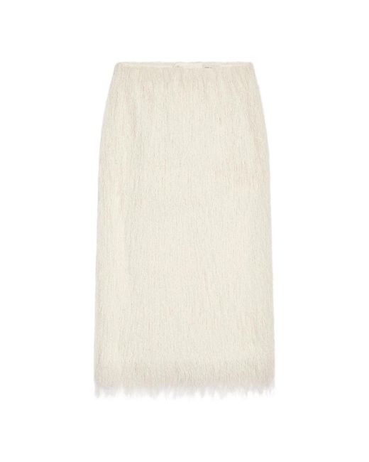 Dries Van Noten Rokken ,Wit ,Fringe Midi Rok Reliëf Afwerking in het White
