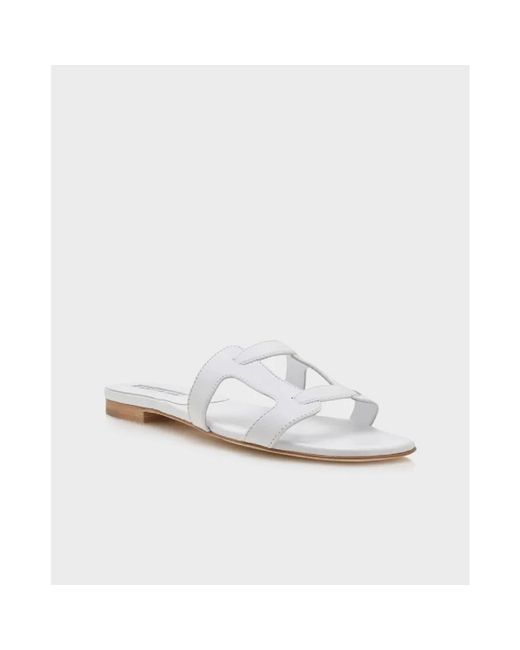 Manolo Blahnik White Sliders