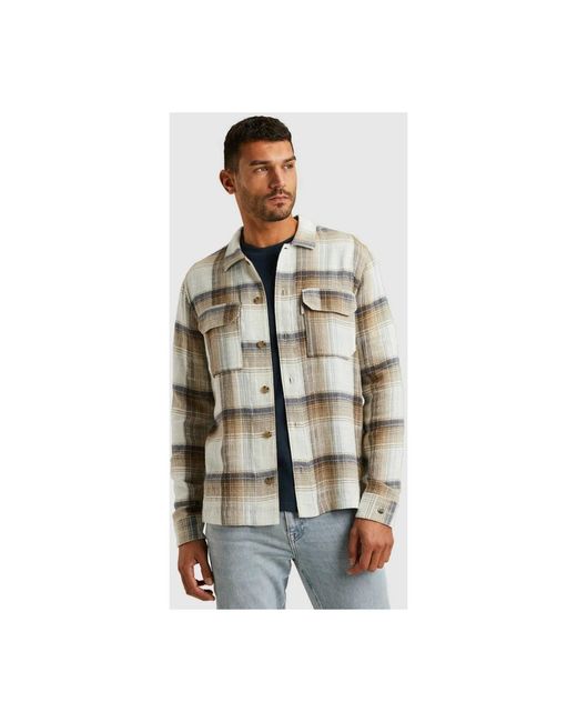 Cast Iron Slub Check Overshirt Langarmhemd in Gray für Herren