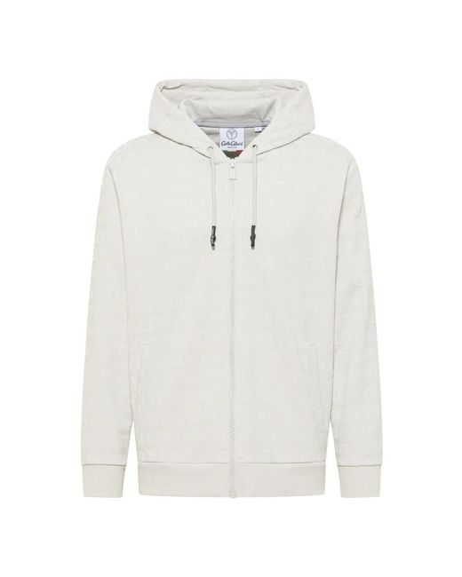 carlo colucci Hoodies & Sweatvesten ,Grijs ,Stijlvolle Hoodie Jas in het White voor heren