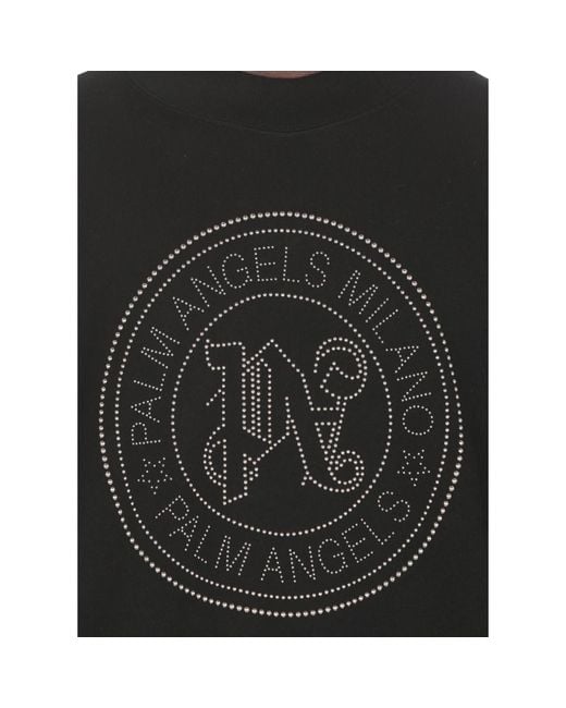 Palm Angels Schwarzer baumwoll-sweatshirt mit logostud in Black für Herren