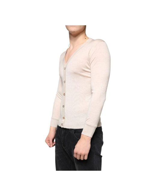Dolce & Gabbana Kaschmir Button Down Strickjacke in Natural für Herren