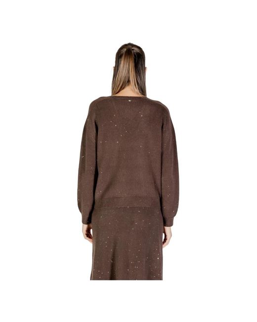 Liu Jo Brown Eleganter Geschlossener Pullover Mit V-Ausschnitt