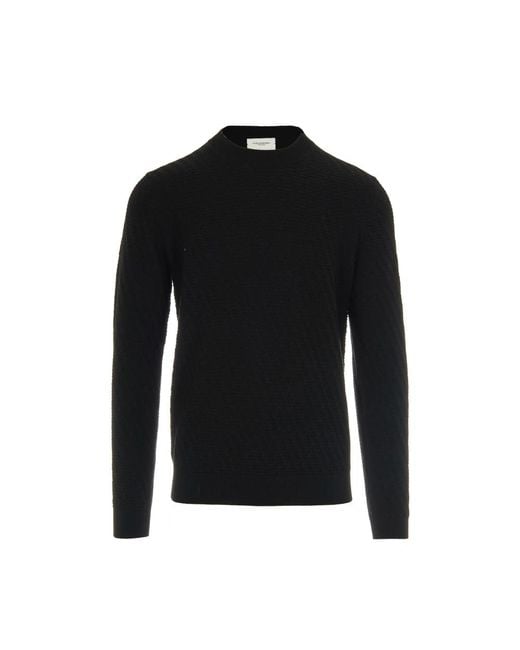 Paolo Pecora Men's Black Round-Neck Knitwear