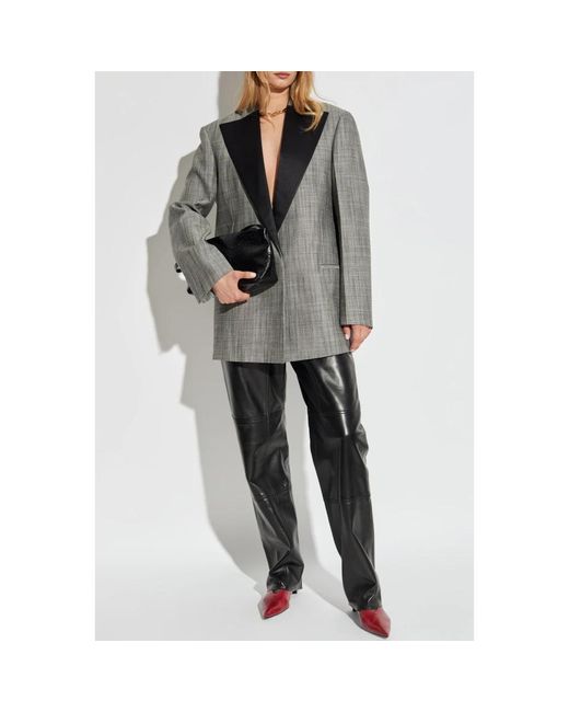 Jil Sander Jassen ,Grijs ,Wol Jas Met Zijden Afwerking in het Gray