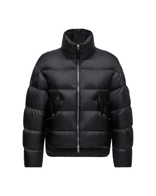 Moncler Zwarte Lange Saison Nylon Jas in het Black