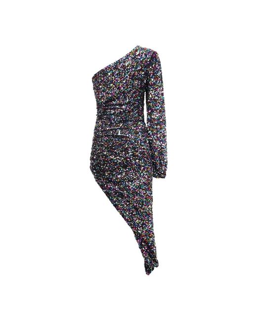 Amen Kleedjes ,Zwart ,Polyester Zwart Fluweel Paillet Een-Schouder Jurk in het Black