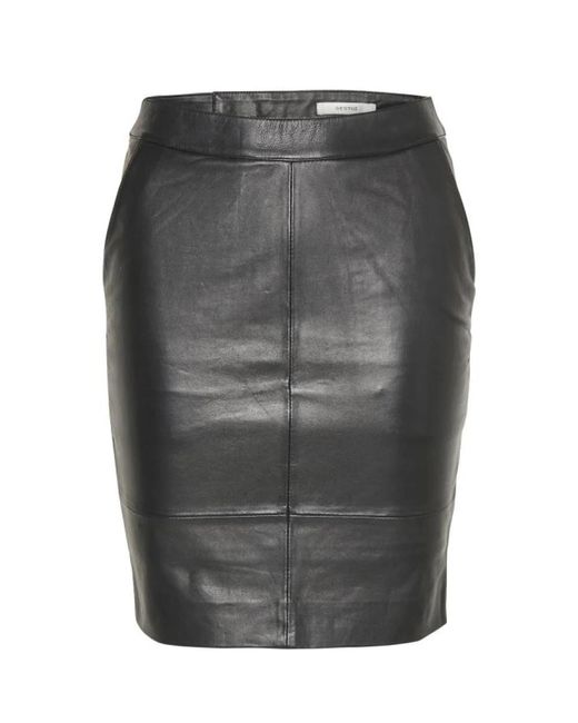 Gestuz Rokken ,Zwart ,Klassieke Leren Rok Met Ritssluiting in het Gray