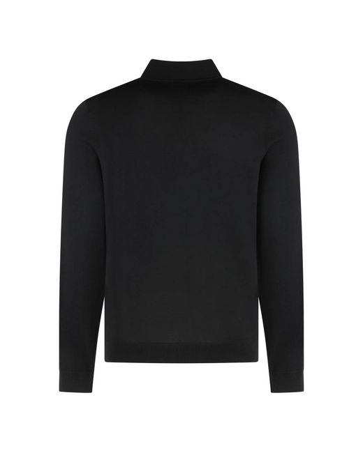 HUGO Gerippter Strickwoll-Poloshirt in Black für Herren