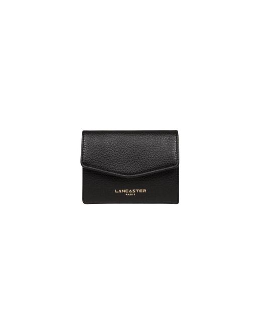 Lancaster Accessoires ,Zwart ,Leer Compacte Gehamerde Leren Portemonnee in het Black