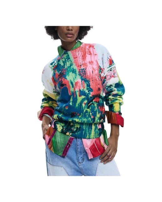 Desigual Green Round-Neck Knitwear