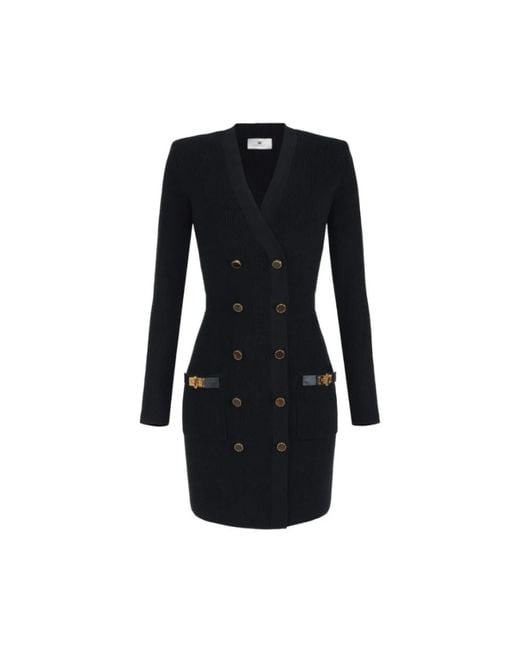 Elisabetta Franchi Black Schwarzes Wollmischung Minikleid