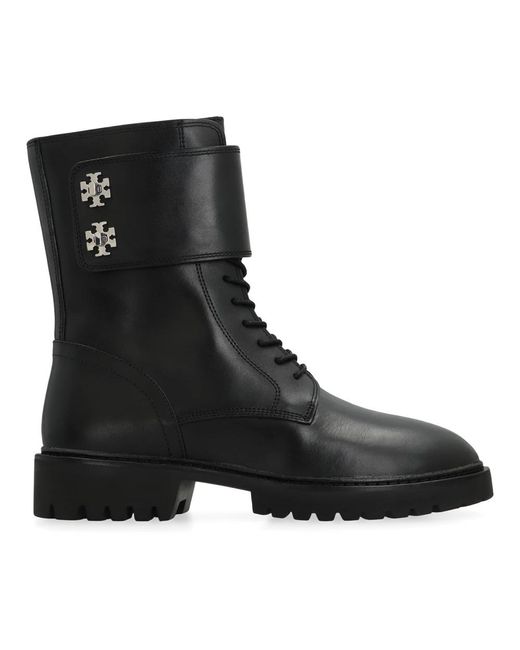 Tory Burch Black Lace-Up Boots