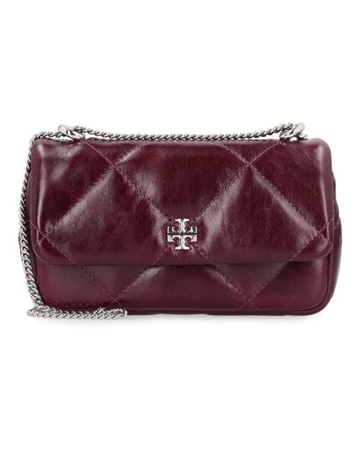 Tory Burch Purple Gesteppte Leder Mini Tasche Mit Kette